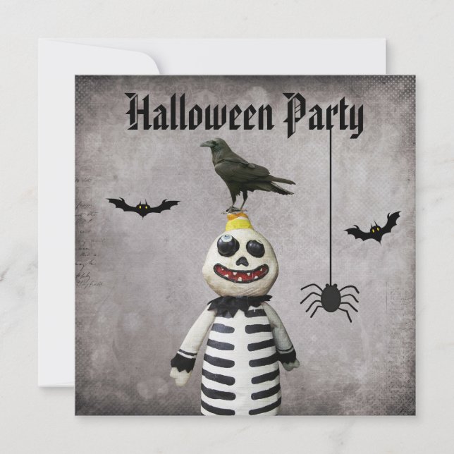 Invitation Partie lunatique de Halloween de damassé de (Devant)