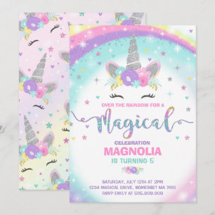 Invitation Partie magique de licorne d'invitation