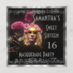 Invitation Partie masquée de la boule seize de masquarade