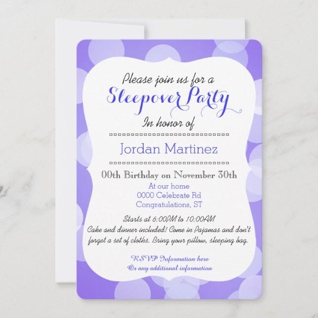 Invitation Partie mignonne de sleepover de renard rouge de (Devant)