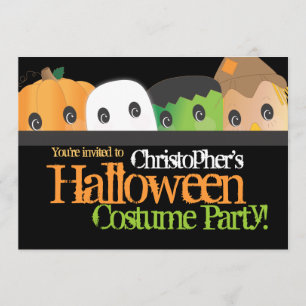 Invitation Partie mignonne éffrayante de costume de Halloween