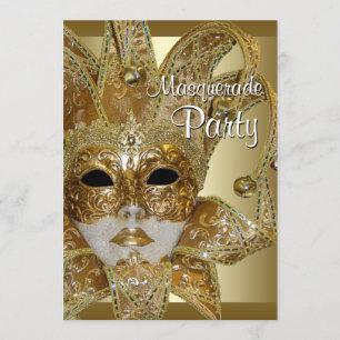 Invitation Partie noire de mascarade d'or