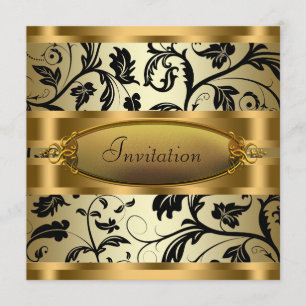 Invitation Partie noire d'or de vignes noires de remous