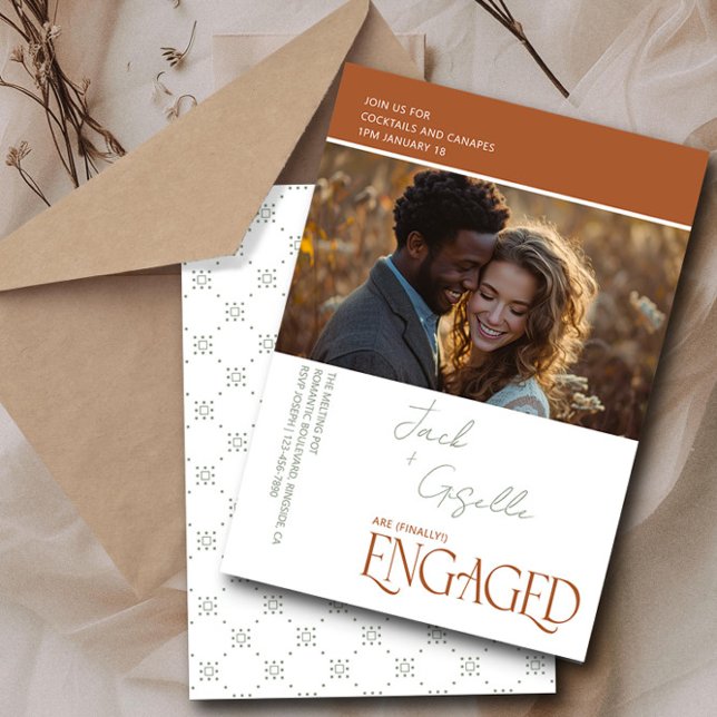 Invitation Partie photo Fiançailles de Tricolor Élégante (Engagement Photo Invitation from the Engagement Party Invitations collection by Darling & May)