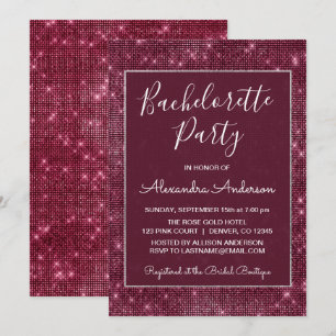 Invitation Partie pourpre de Bachelorette d'étincelle de