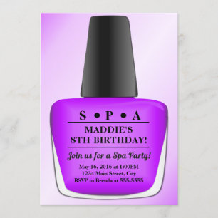 Invitation Partie pourpre de spa d'invitation d'anniversaire