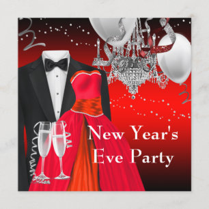 Invitation Partie rouge de robe de smoking noir