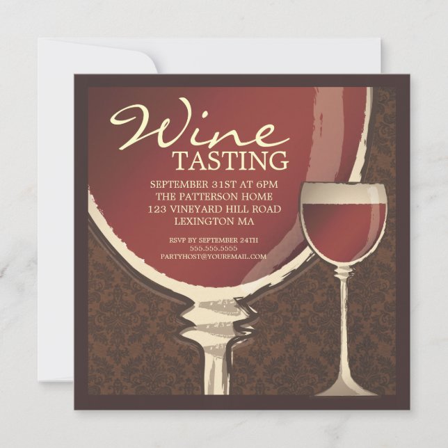 Invitation Partie rouge d'échantillon de vin en verre de vin (Devant)