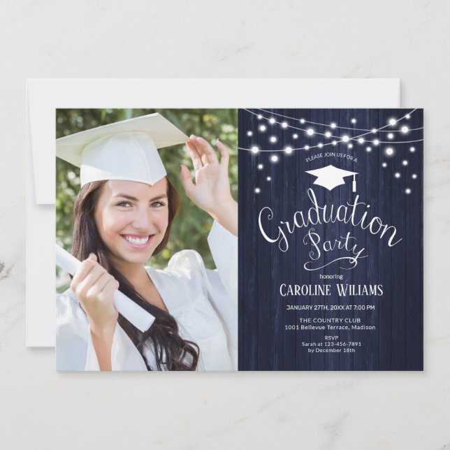 Invitation Partie Rustique de Graduation de la Marine avec in (Devant)