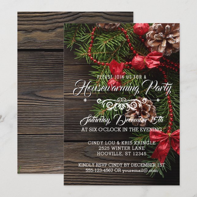 Invitation Partie rustique de pendaison de crémaillère de (Devant / Derrière)