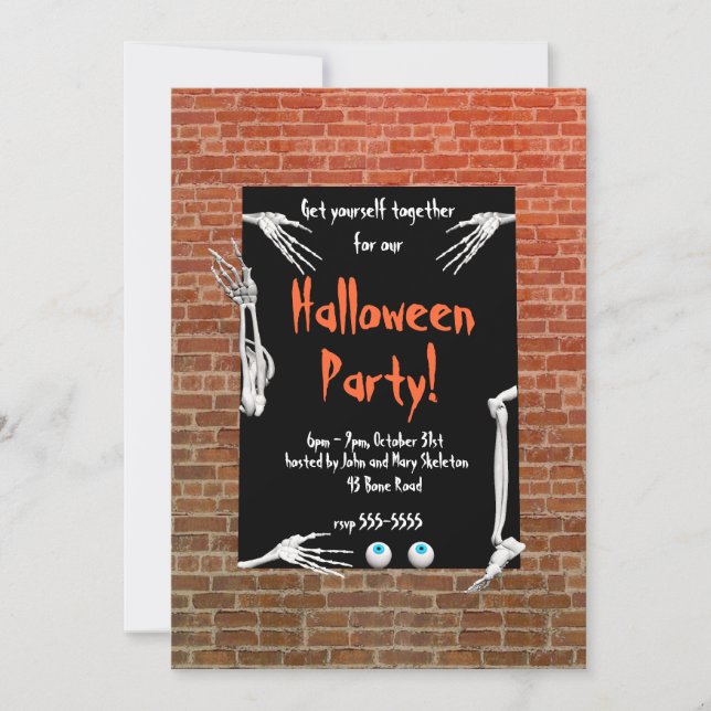 Invitation Partie Skeleton Halloween (Devant)