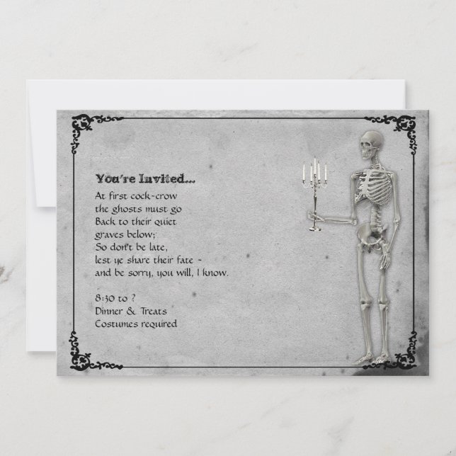Invitation Partie squelettique vintage de Halloween (Devant)