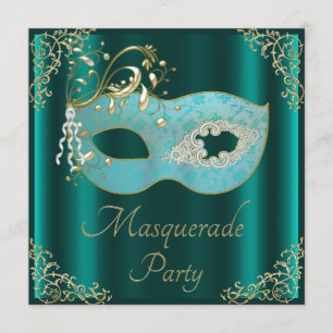 Invitation Partie turquoise chique de mascarade de masque