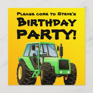 Invitation Partie verte du tracteur de l'enfant