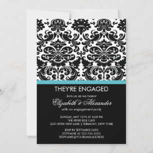 Invitation Partie Vintage de l'engagement Damas