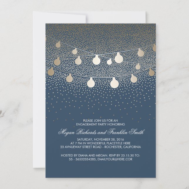 Invitation Partie Vintage de l'engagement de la Marine Gold (Devant)