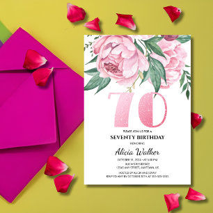 Invitation Parties scintillant 70e pivoine rose verdure fleur