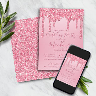 Invitation Parties scintillant à étincelles rose pâle, tous l
