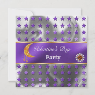 Invitation Parties scintillant à huile d'argent violet Orange