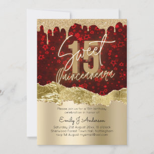 Invitation Parties scintillant à huile rouge glamour Quincean