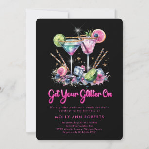 Invitation Parties scintillant adulte moderne Anniversaire Co