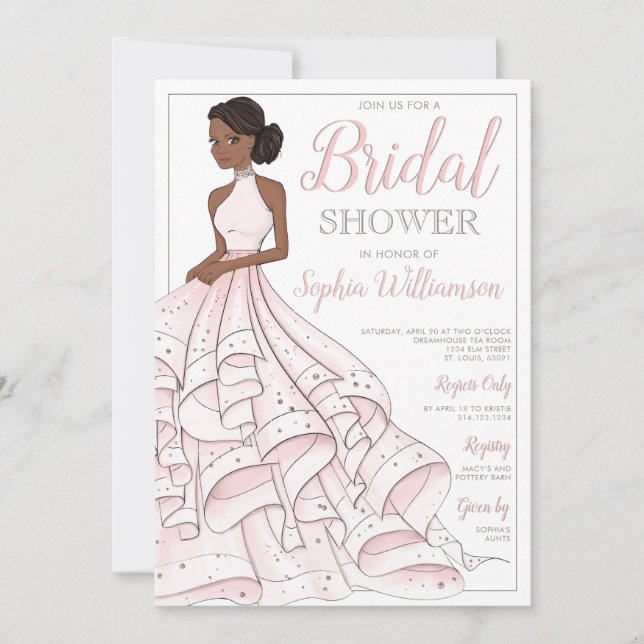 Invitation Parties scintillant afro-américaine Glam Bride Fêt (Devant)
