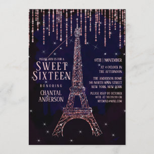Invitation Parties scintillant Aquarelle Paris Tour Eiffel Sw