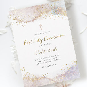 Invitation parties scintillant aquarelle   Première sainte co
