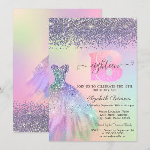 Invitation Parties scintillant arc-en-ciel Dress Diamonds 18e