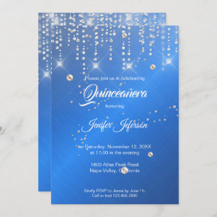 Invitation Parties scintillant argent confetti Quinceanera In