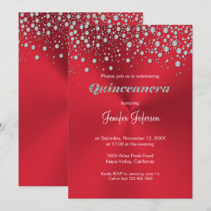 Invitation Parties scintillant argent confetti Quinceanera In