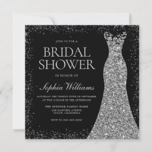 Invitation Parties scintillant Argent Étincelle Robe Fête des