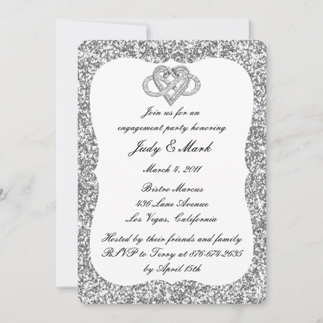 Invitation Parties scintillant Argent Infinity Coeur Engageme (Devant)