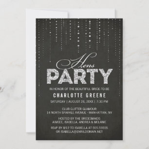 Invitation Parties scintillant argent Look Black Hens Party I