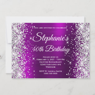 Invitation Parties scintillant Argent Magenta Purple Fancy 40