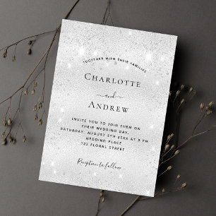 Invitation Parties scintillant argent médias sociaux QR code 