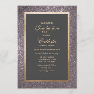 Invitation Parties scintillant Argent moderne Épais Bordure G