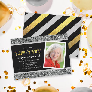 Invitation Parties scintillant Argent N'importe quel âge Phot