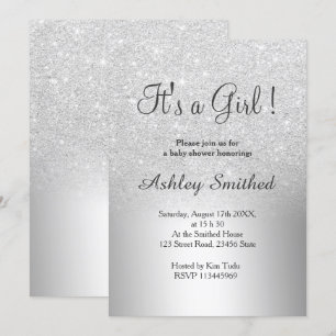 Invitation Parties scintillant argent ombre métallique baby s
