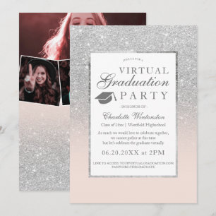 Invitation Parties scintillant argent photos virtuel Graduati
