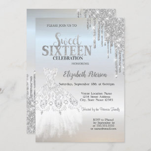 Invitation Parties scintillant Argent, Robe Blanche Silver Sw