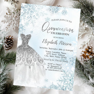 Invitation Parties scintillant Argent, Robe Snowflakes