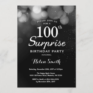 Invitation Parties scintillant Argent Surprise 100e anniversa