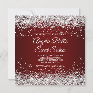Invitation Parties scintillant argentée brillant Sweet sixtee
