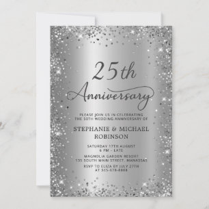 Invitation Parties scintillant argentée Chic Metal 25e annive