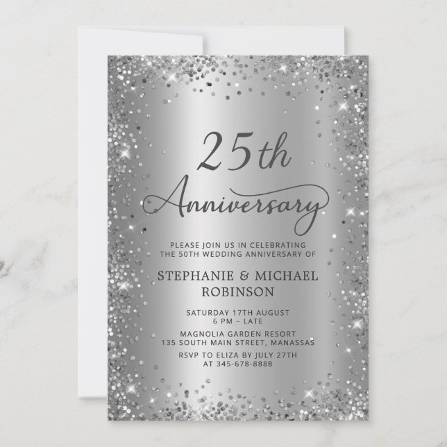 Invitation Parties scintillant argentée Chic Metal 25e annive (Devant)