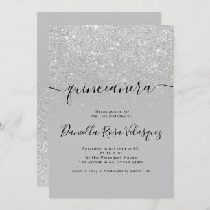 Invitation Parties scintillant argentée scintille gris ombre 