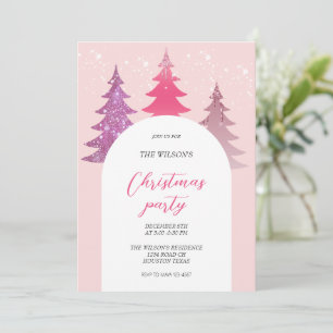 Invitation Parties scintillant artistique Noël rose