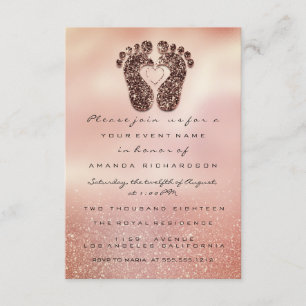 Invitation Parties scintillant Baby shower de  Pieds Rose Gol