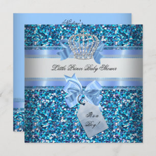 Invitation Parties scintillant Baby shower Garçon Bleu Petit 